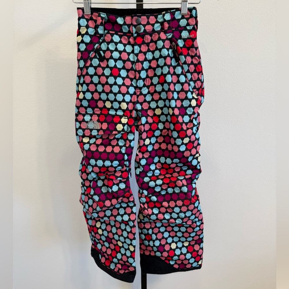 North face HyVent Girls 10/12 Colorful Geometric Patterned Ski Snow Pants Winter